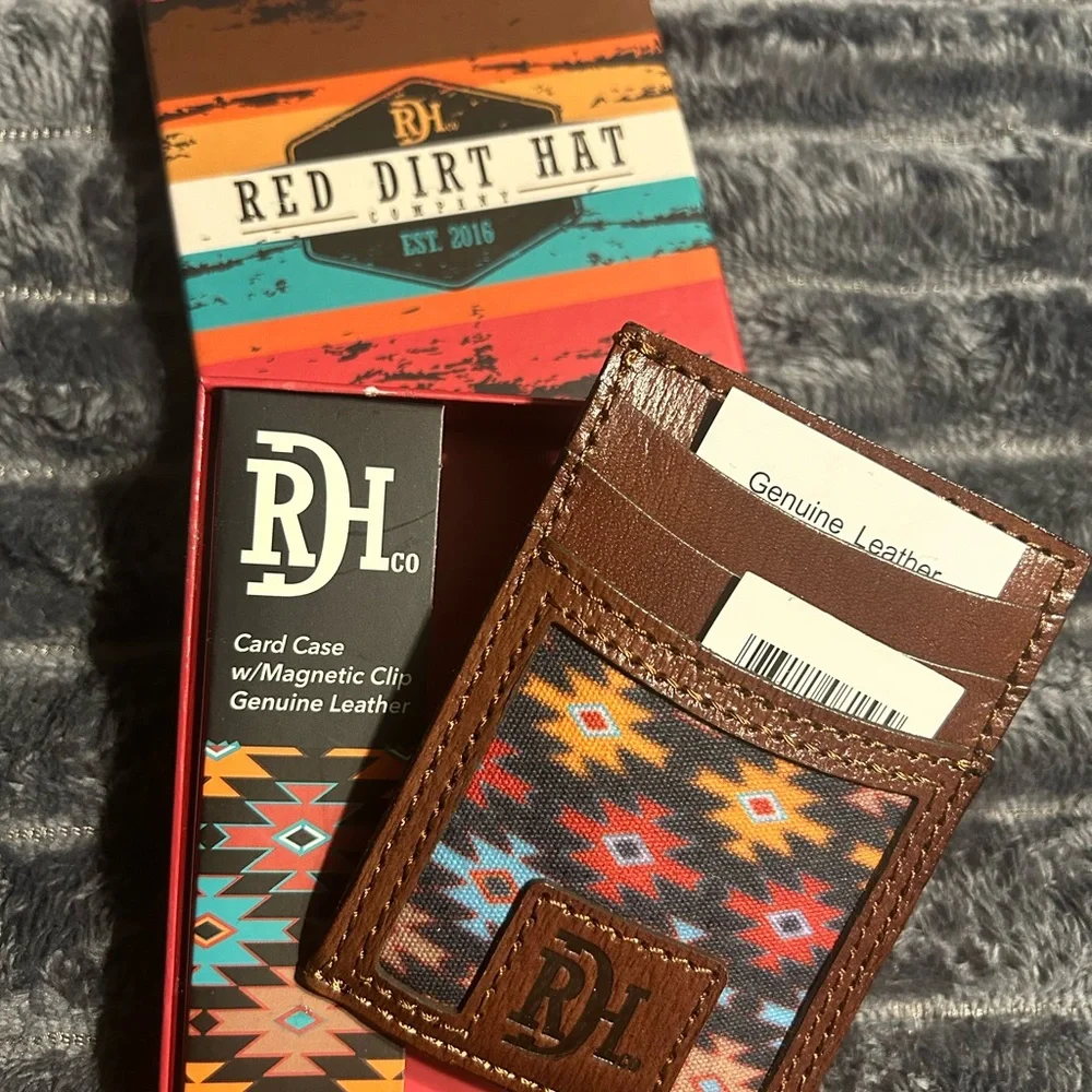 Justin Boots Brown Leather Money Clip with Multicolor Pattern